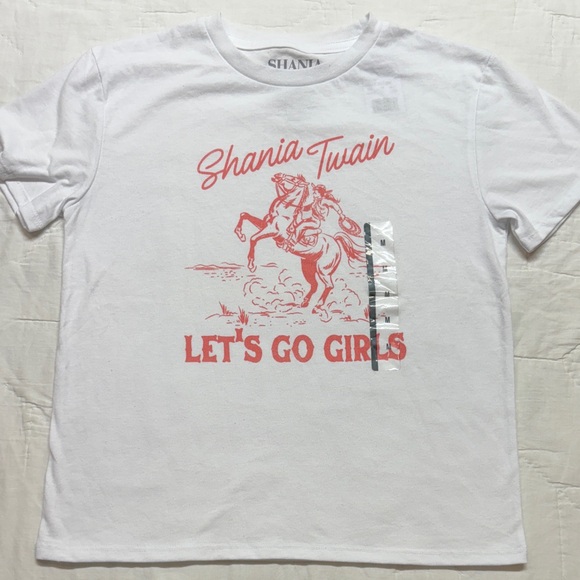 Shania Twain Tops - Y2K Shania Twain Let's Go Girls! White Oversized Cowgirl Graphic Tee Medium NWT